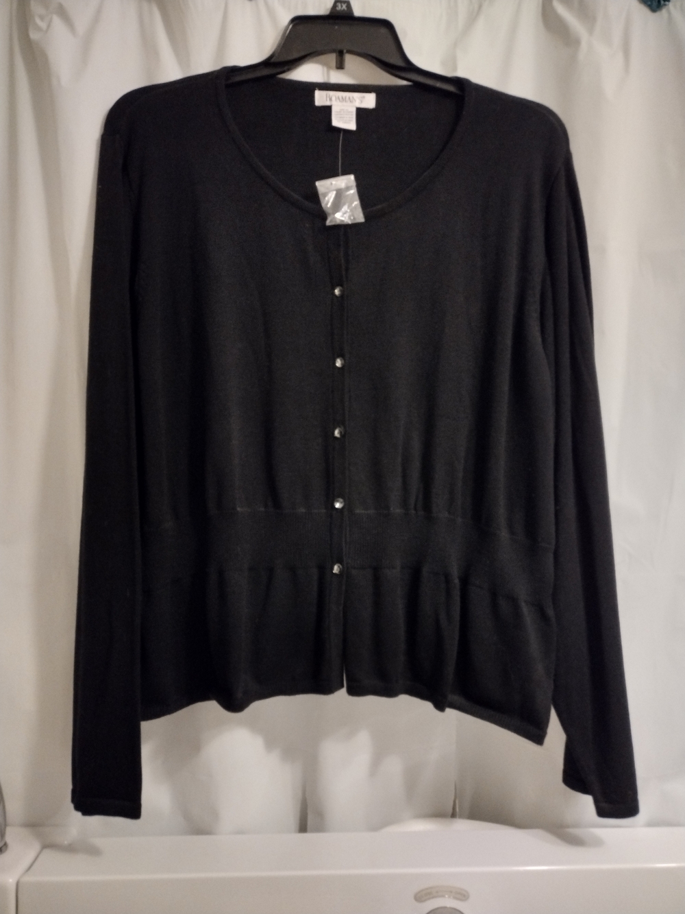 Roaman's Black Button-Front Women's Top
